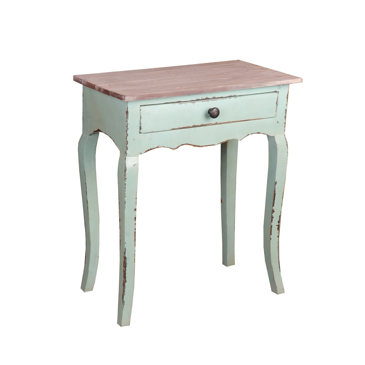The Hamptons Collection 27.25" Turquoise Frame with Distressed Raftwood Top Table